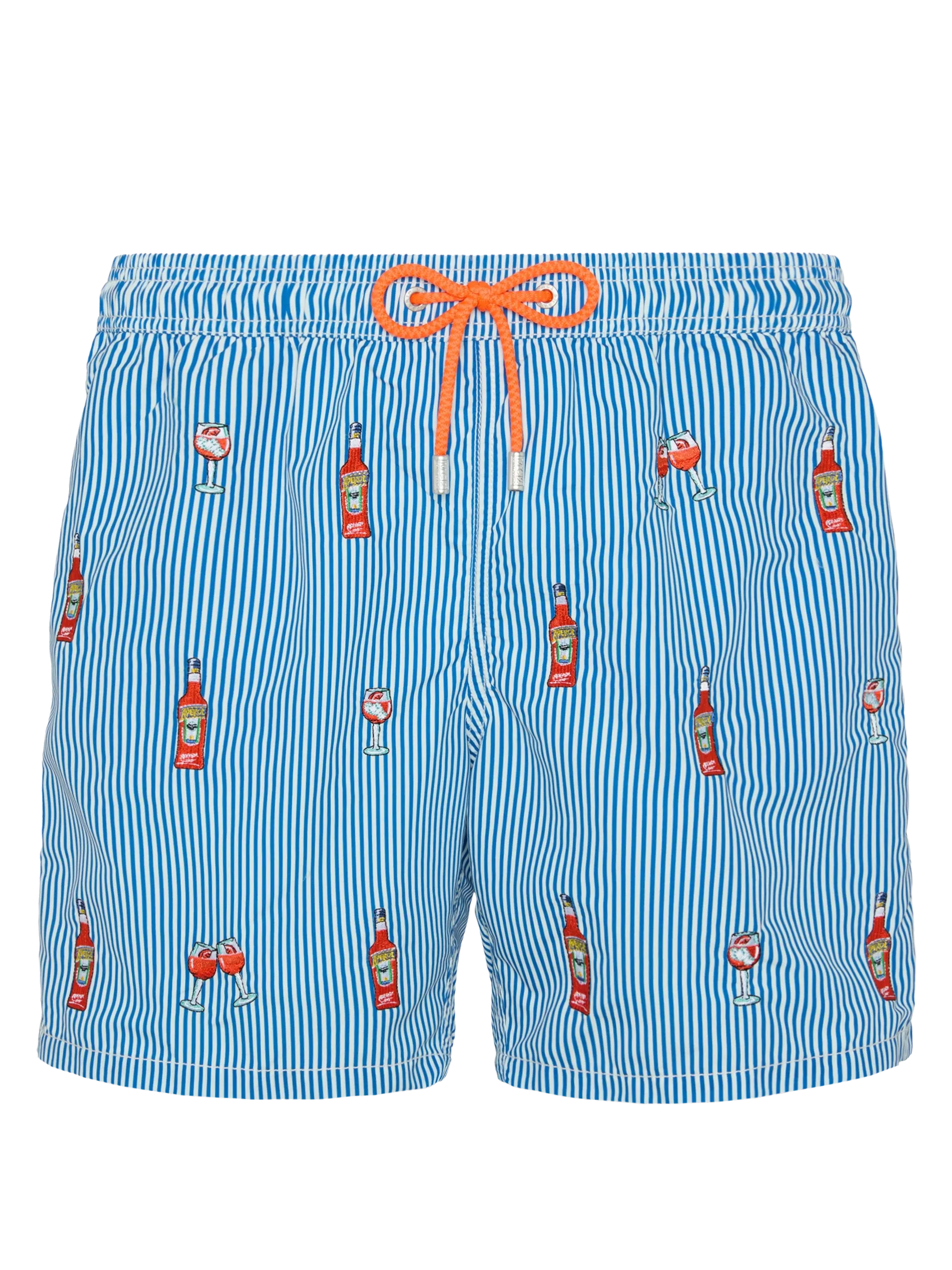 Mid-length striped Gustavia swim-shorts with Aperol Spritz embroidery | APEROL SPECIAL EDITION - MC2 Saint Barth