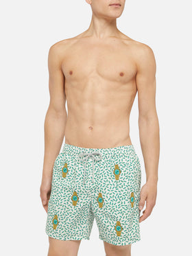 Mid-length striped Gustavia swim-shorts with watches embroidery - MC2 Saint Barth