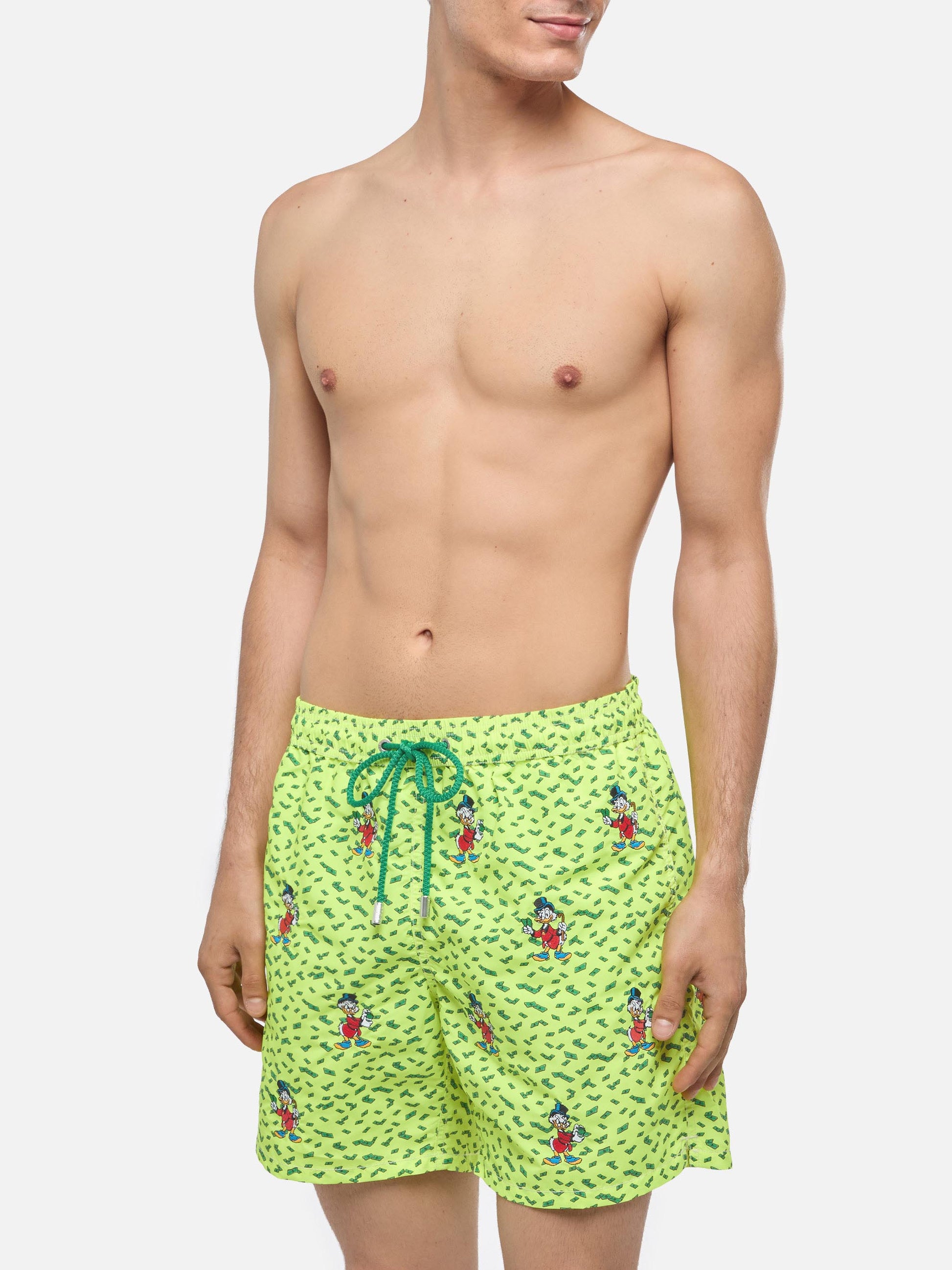 Mid-length striped Gustavia swim-shorts with Scrooge embroidery | DISNEY® SPECIAL EDITION - MC2 Saint Barth