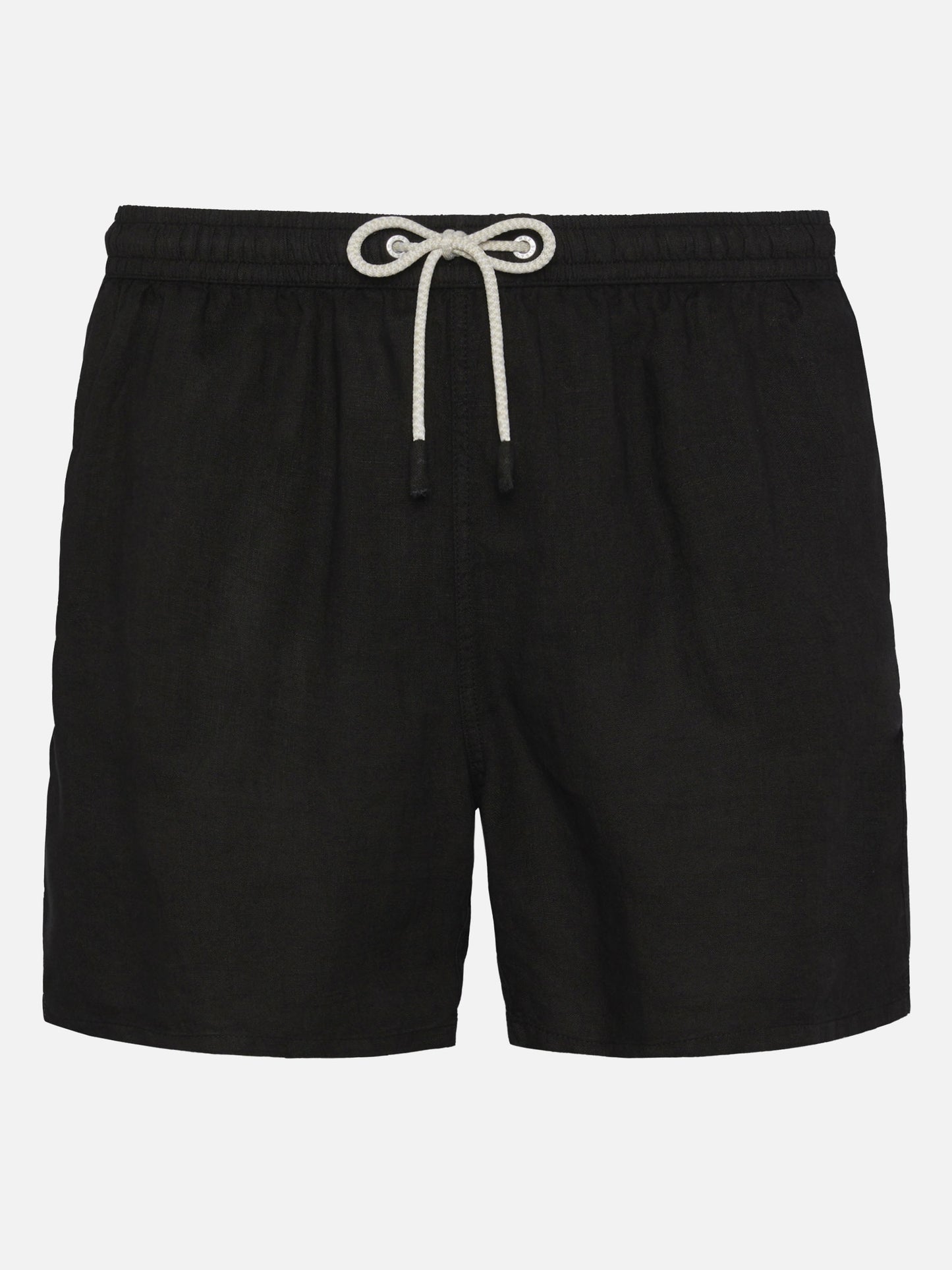 Mittellange schwarze Leinen-Badeshorts Gustavia