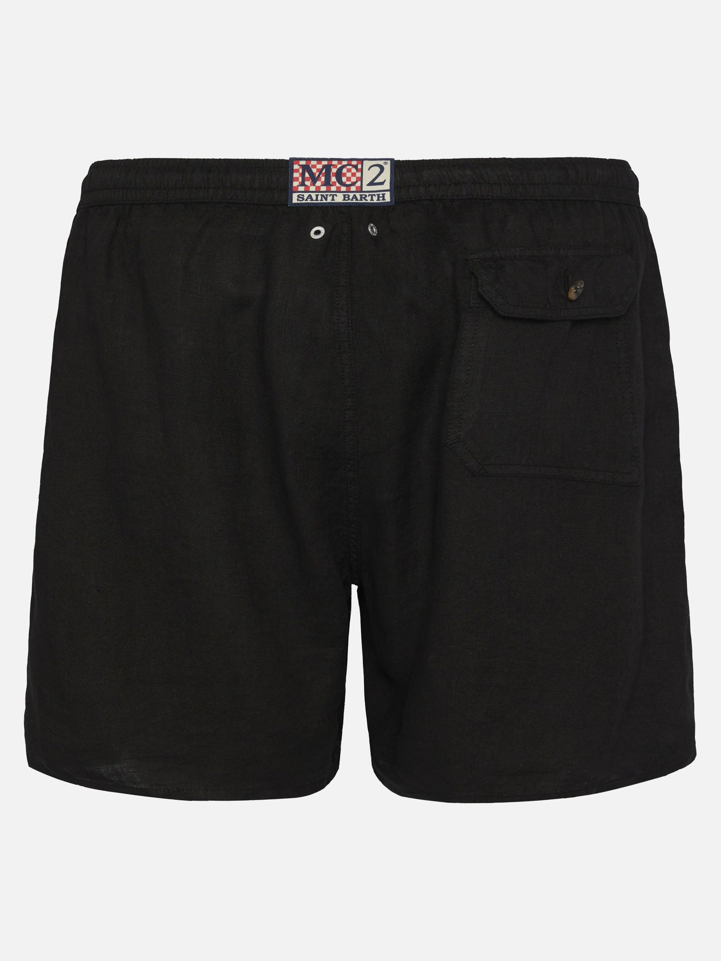 Mid-length black linen swim-shorts Gustavia - MC2 Saint Barth