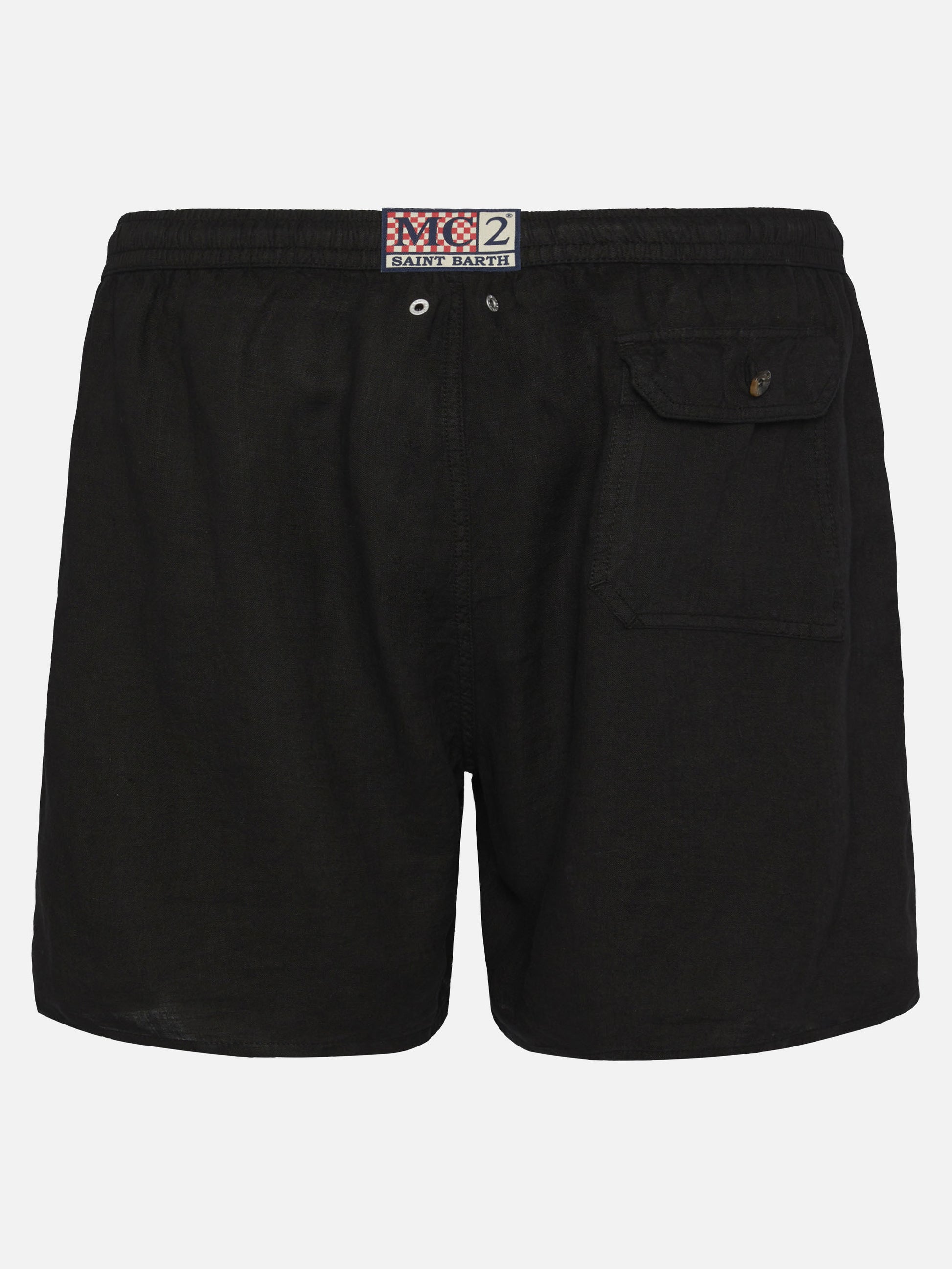 Mid-length black linen swim-shorts Gustavia - MC2 Saint Barth