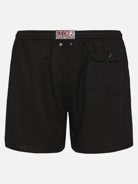 Mid-length black linen swim-shorts Gustavia - MC2 Saint Barth