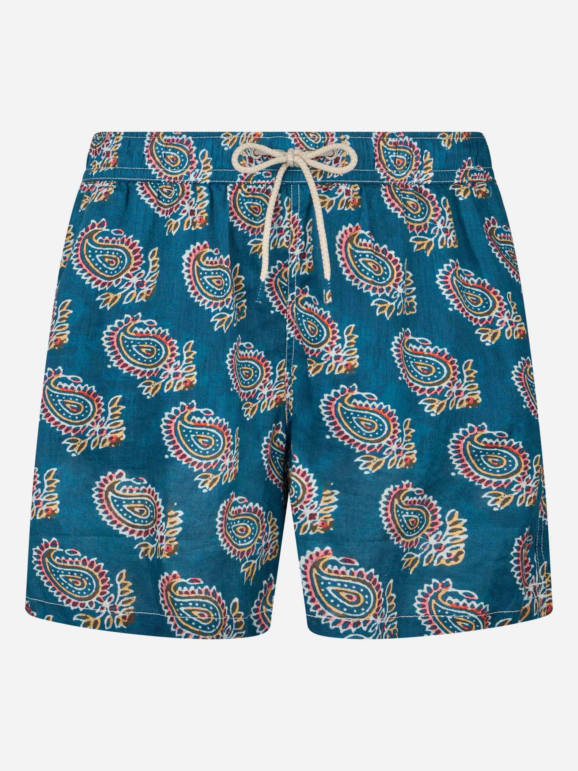 Man mid-length linen swim-shorts Gustavia with - MC2 Saint Barth