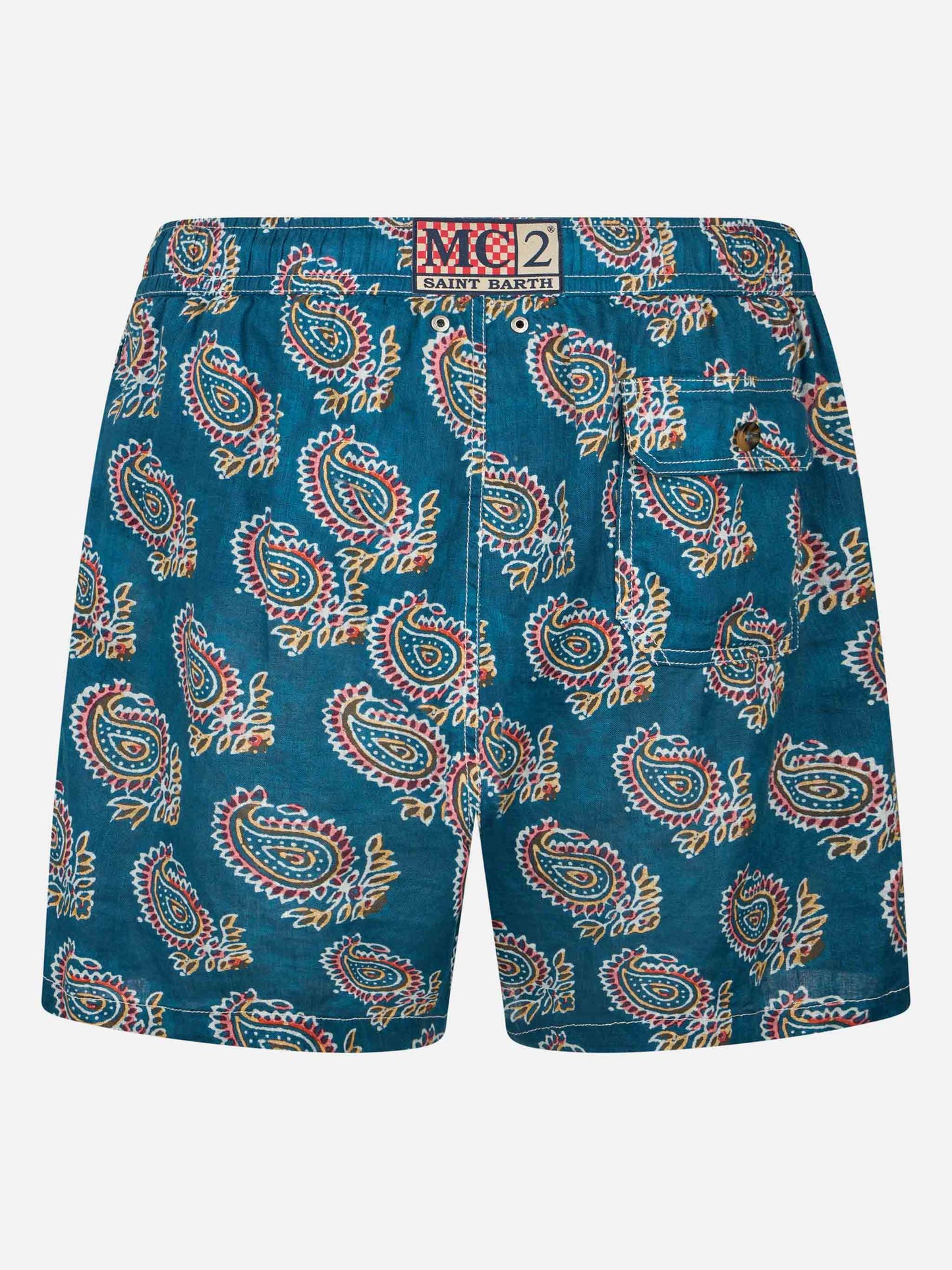 Man mid-length linen swim-shorts Gustavia with - MC2 Saint Barth
