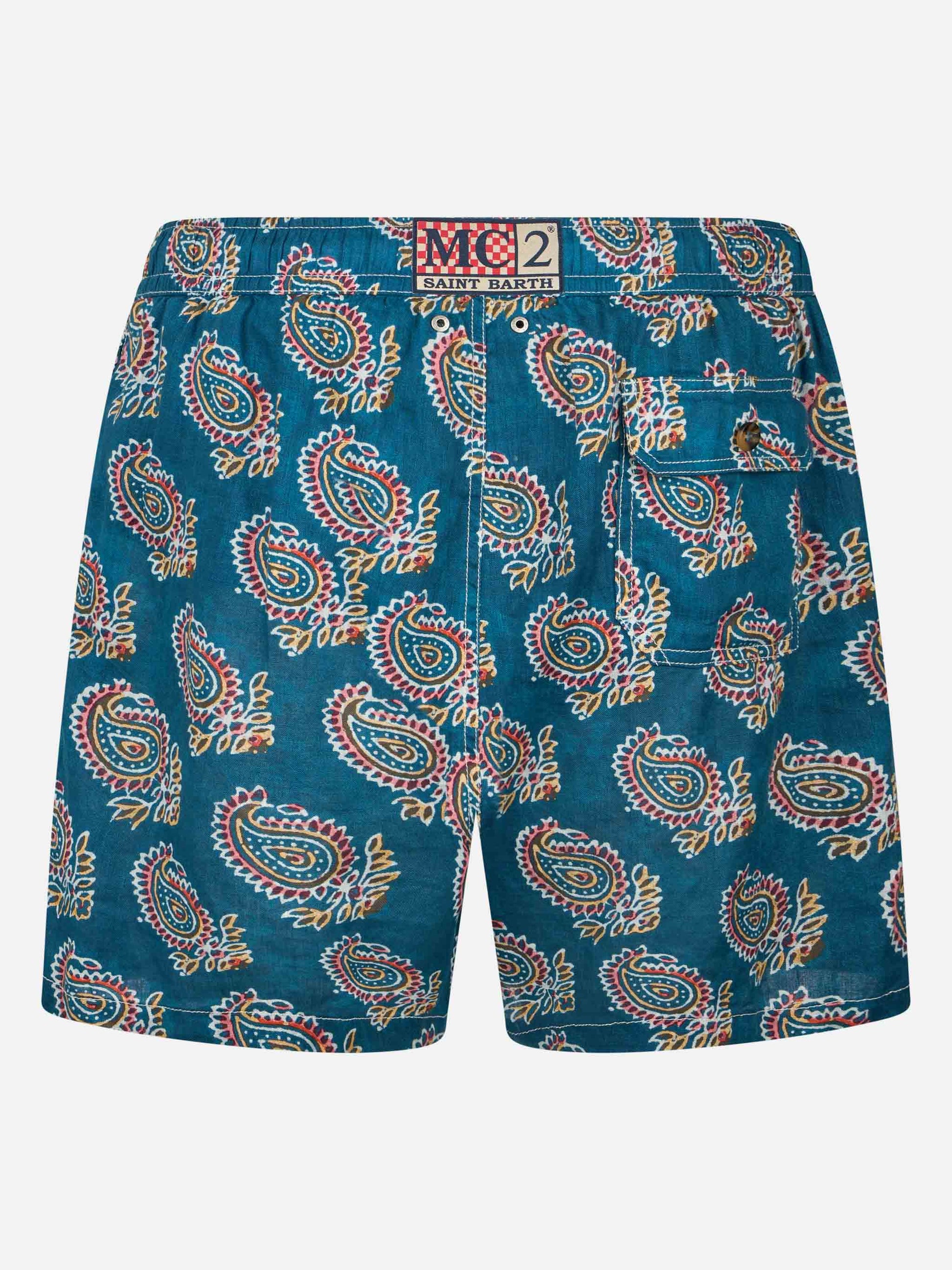 Man mid-length linen swim-shorts Gustavia with - MC2 Saint Barth