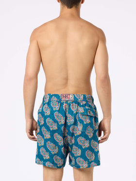 Man mid-length linen swim-shorts Gustavia with - MC2 Saint Barth