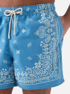 Costume mare Gustavia azzurro con stampa bandana