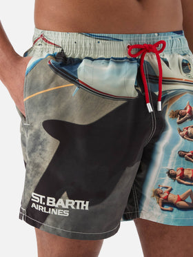 Gustavia swim shorts with St. Barth Airlines print | Special Edition