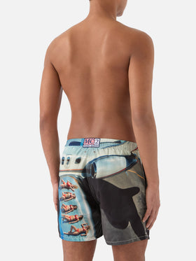 Gustavia swim shorts with St. Barth Airlines print | Special Edition