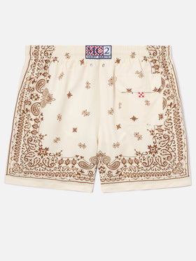 Costume mare Gustavia beige con stampa bandana