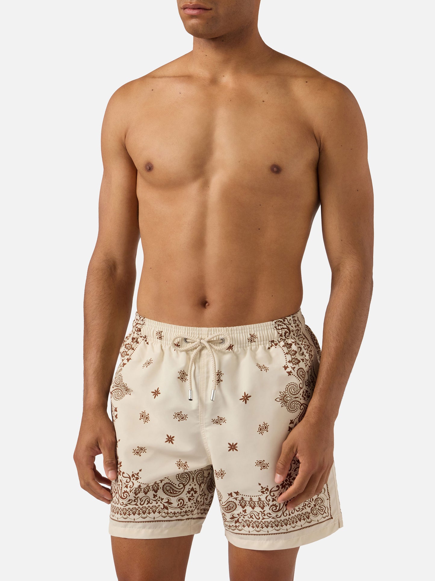 Costume mare Gustavia beige con stampa bandana