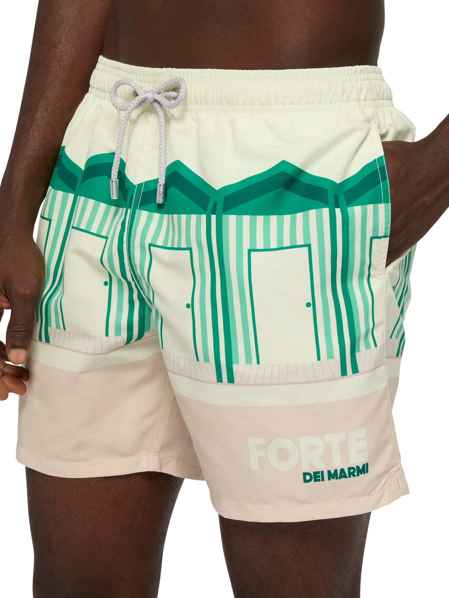 Mid-length Gustavia swim-shorts with Forte dei Marmi postcard placed print - MC2 Saint Barth