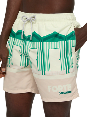 Mid-length Gustavia swim-shorts with Forte dei Marmi postcard placed print - MC2 Saint Barth