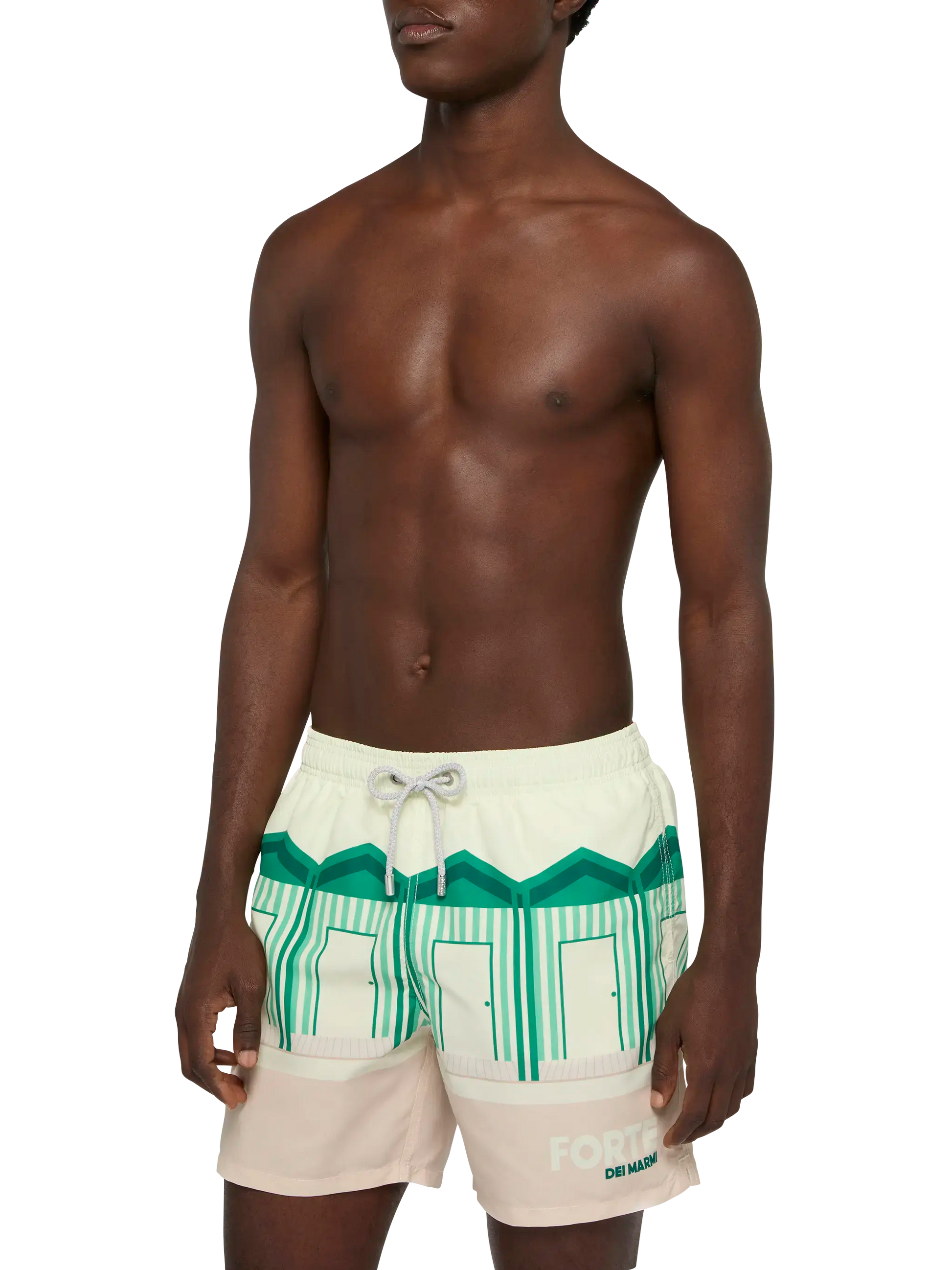 Mid-length Gustavia swim-shorts with Forte dei Marmi postcard placed print - MC2 Saint Barth