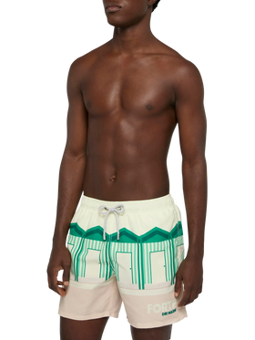 Mid-length Gustavia swim-shorts with Forte dei Marmi postcard placed print - MC2 Saint Barth