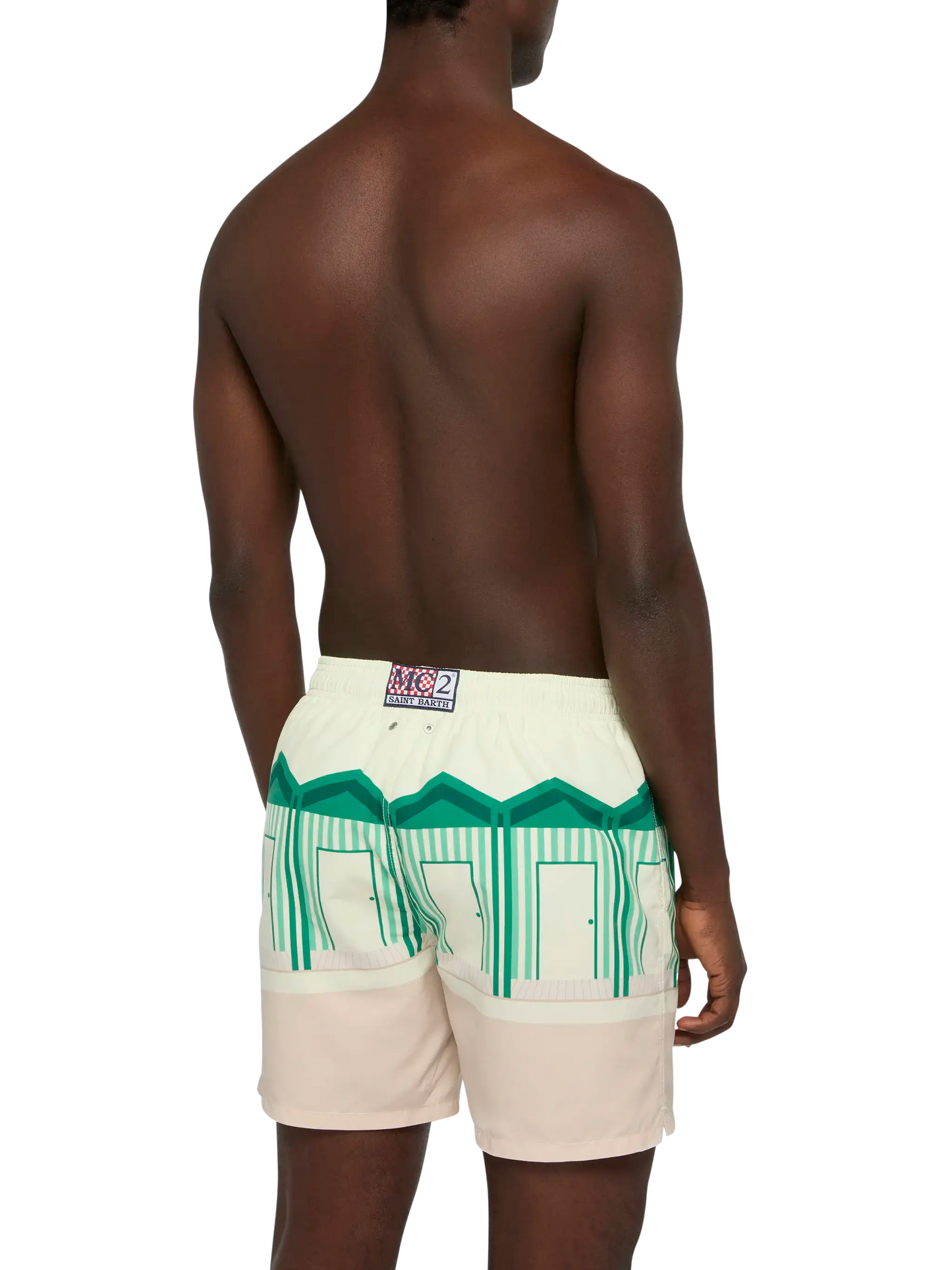 Mid-length Gustavia swim-shorts with Forte dei Marmi postcard placed print - MC2 Saint Barth