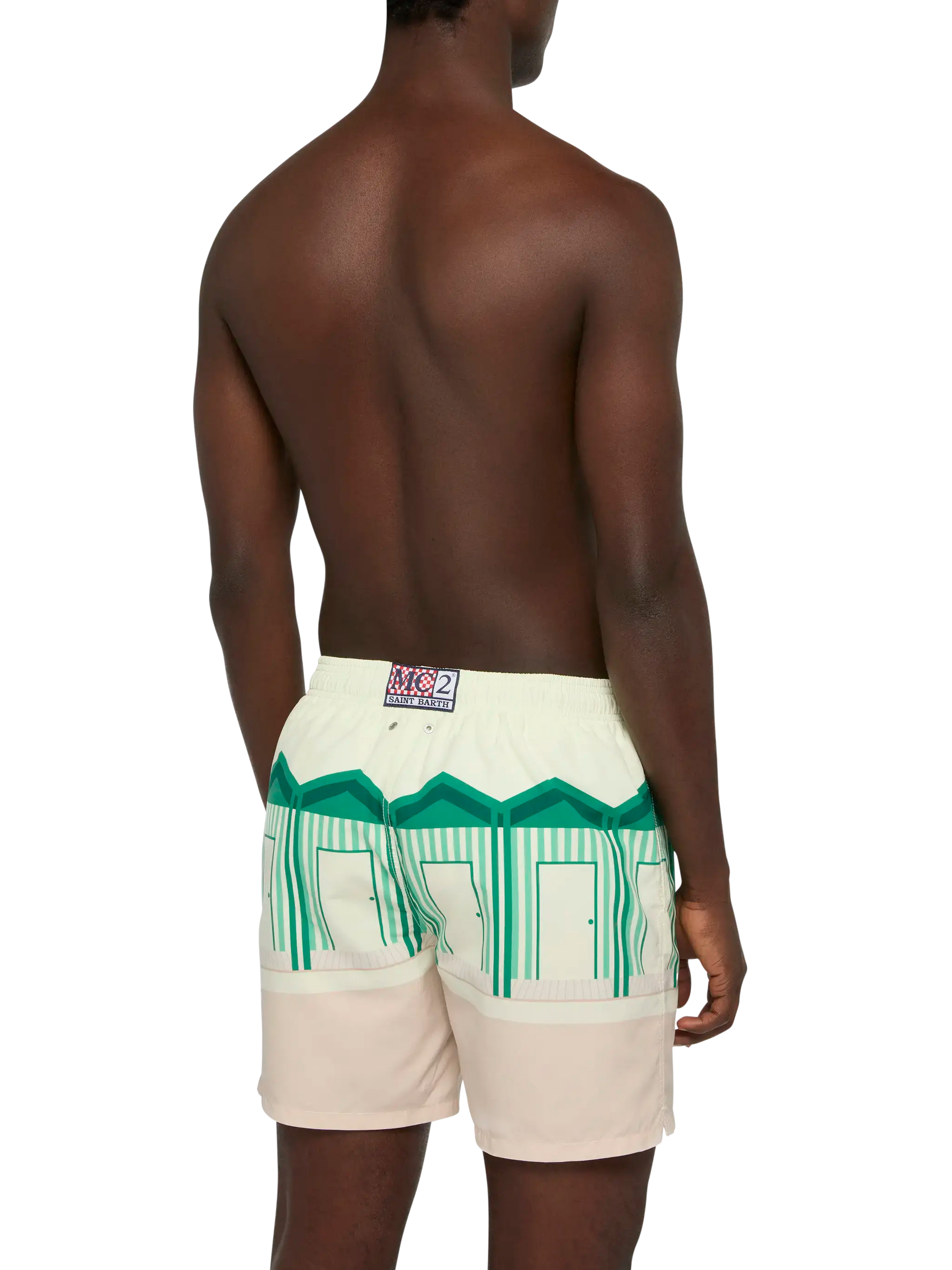 Mid-length Gustavia swim-shorts with Forte dei Marmi postcard placed print - MC2 Saint Barth