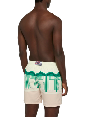 Mid-length Gustavia swim-shorts with Forte dei Marmi postcard placed print - MC2 Saint Barth