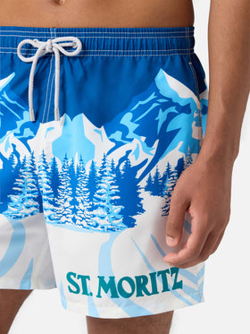 Mid-length Gustavia swim-shorts with St. Moritz placed print