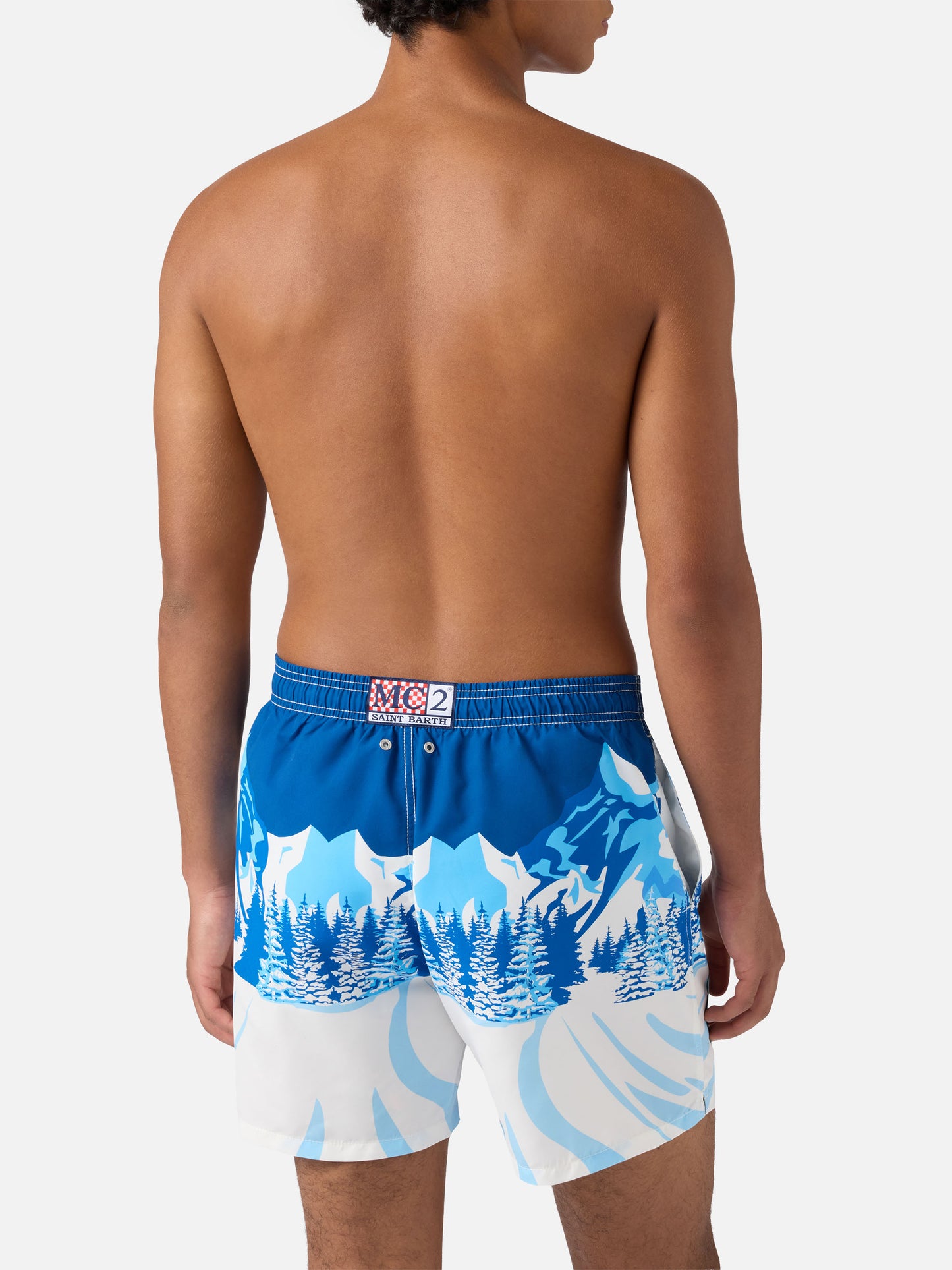 Mid-length Gustavia swim-shorts with St. Moritz placed print
