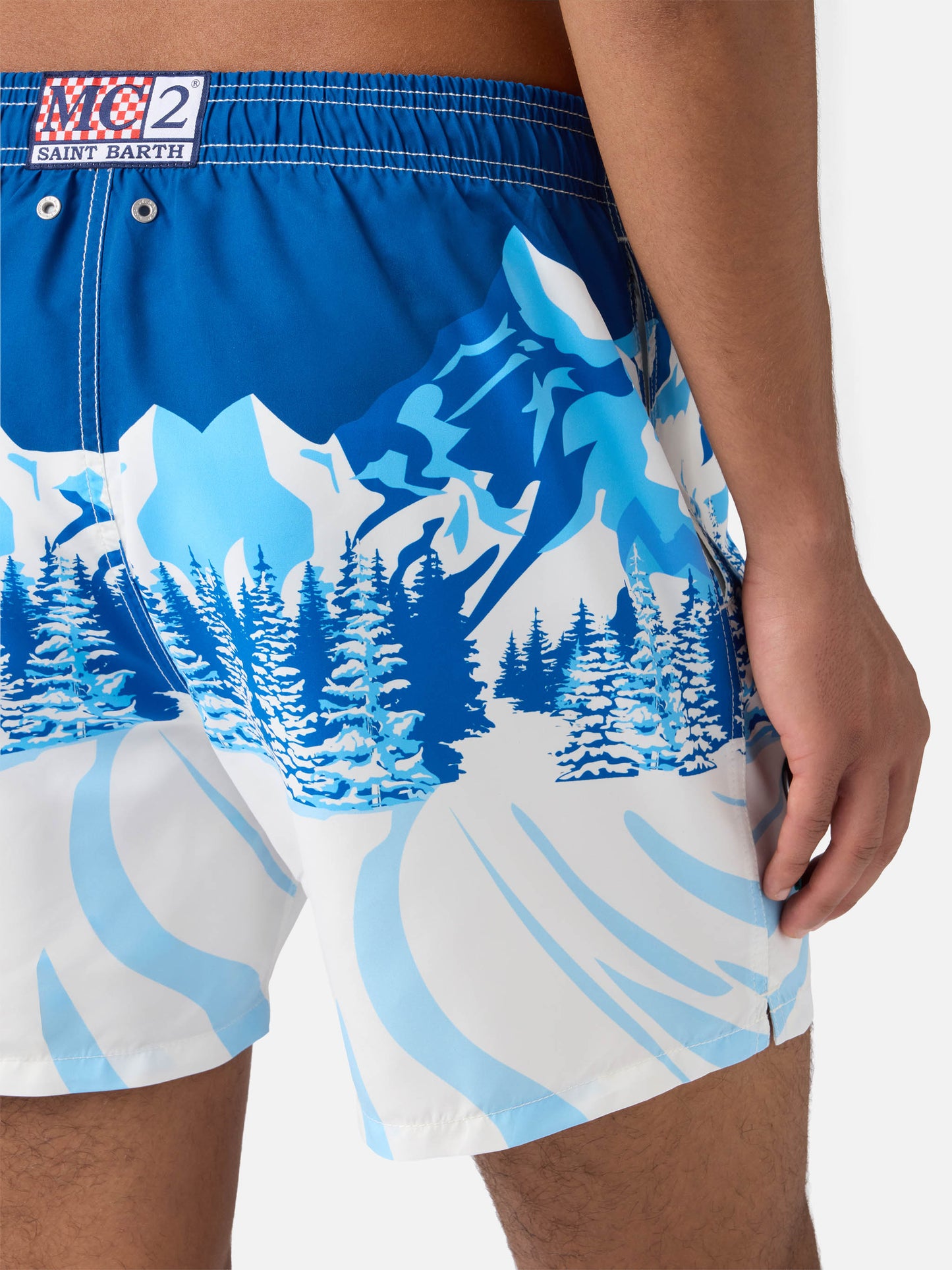 Mid-length Gustavia swim-shorts with St. Moritz placed print
