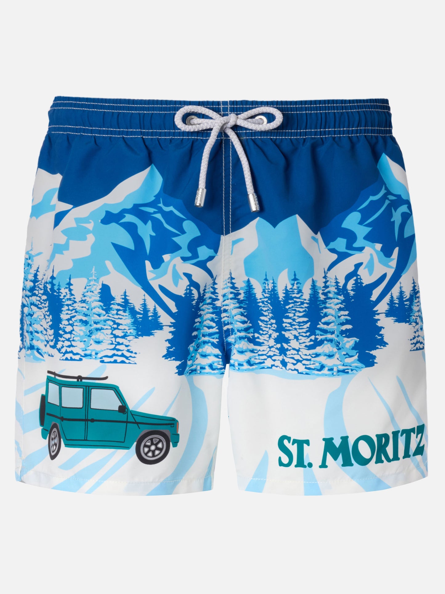 Mid-length Gustavia swim-shorts with St. Moritz placed print