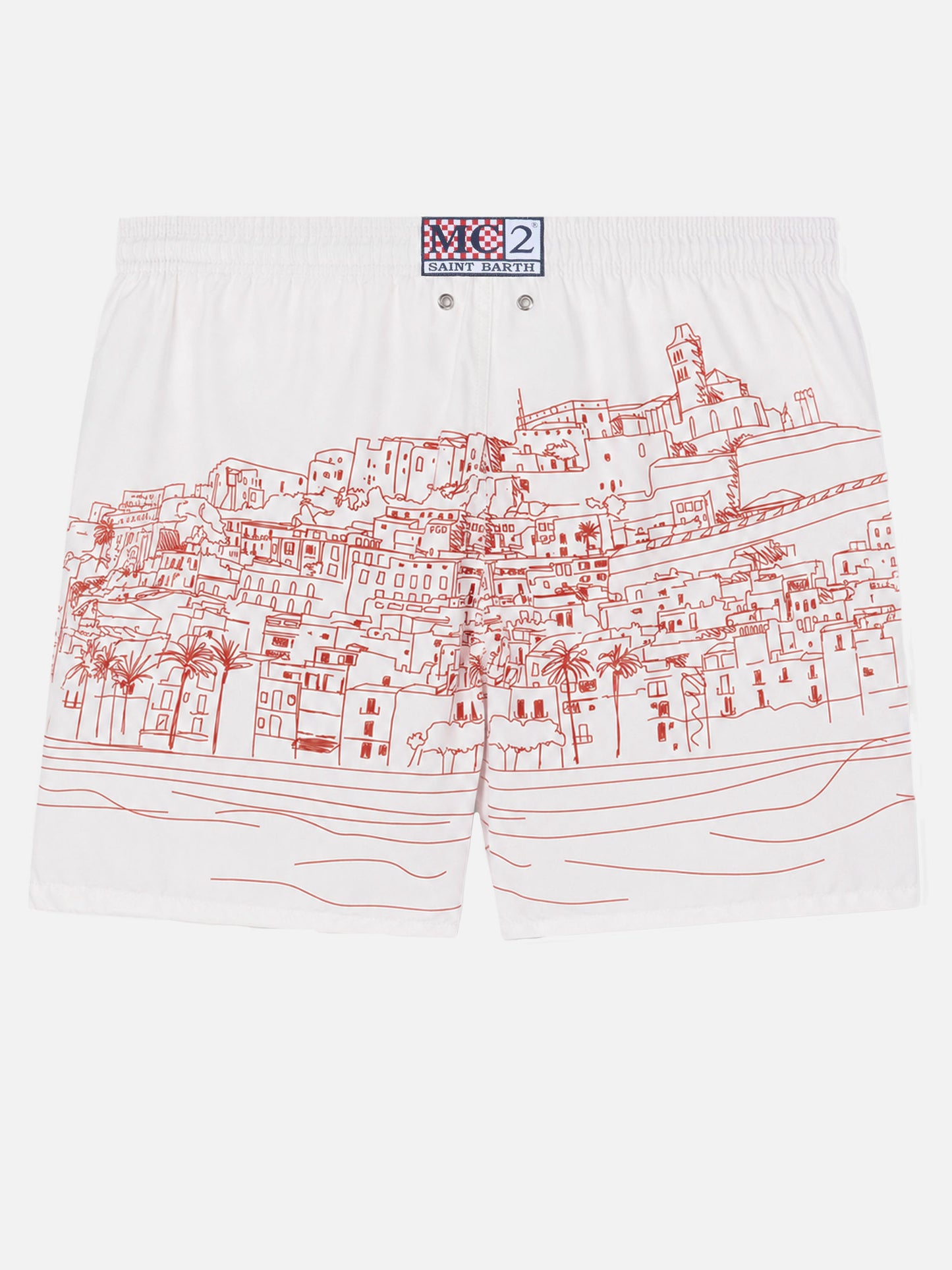 Short de bain mi-long Gustavia avec imprimé placé Ibiza 
