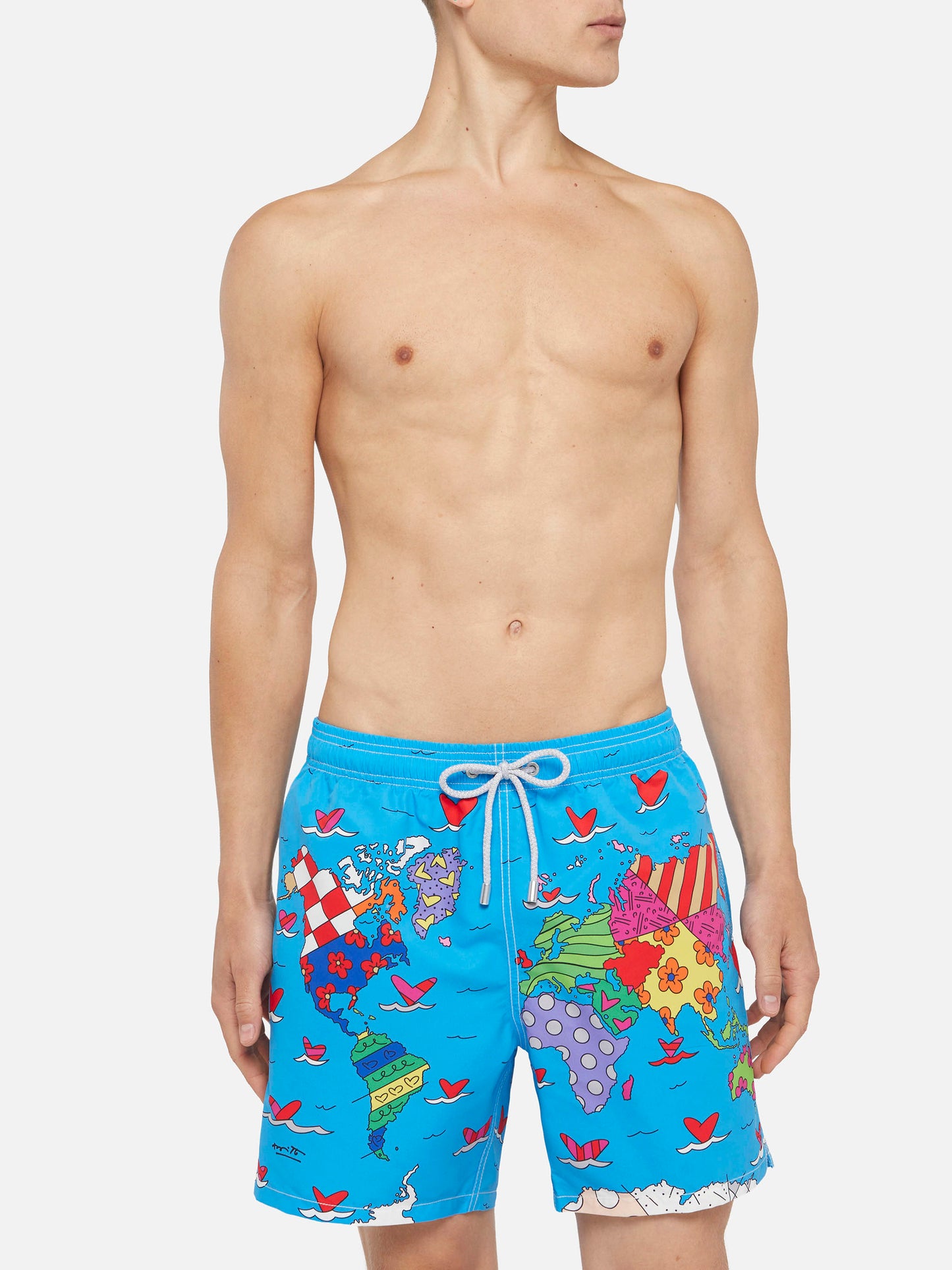Mid-length Gustavia swim-shorts with Britto world placed print| BRITTO SPECIAL EDITION - MC2 Saint Barth