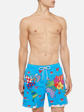 Mid-length Gustavia swim-shorts with Britto world placed print| BRITTO SPECIAL EDITION - MC2 Saint Barth
