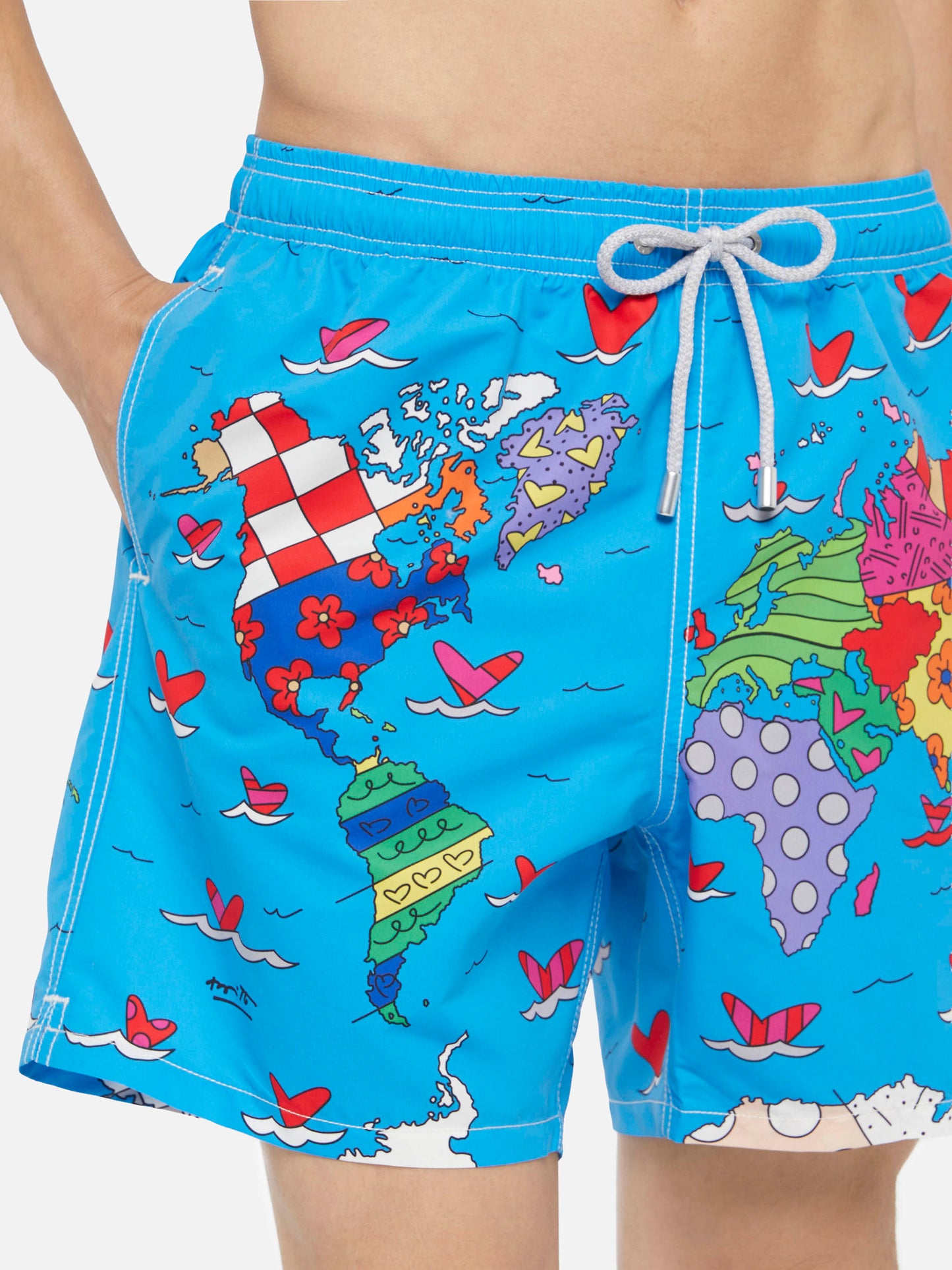 Mid-length Gustavia swim-shorts with Britto world placed print| BRITTO SPECIAL EDITION - MC2 Saint Barth