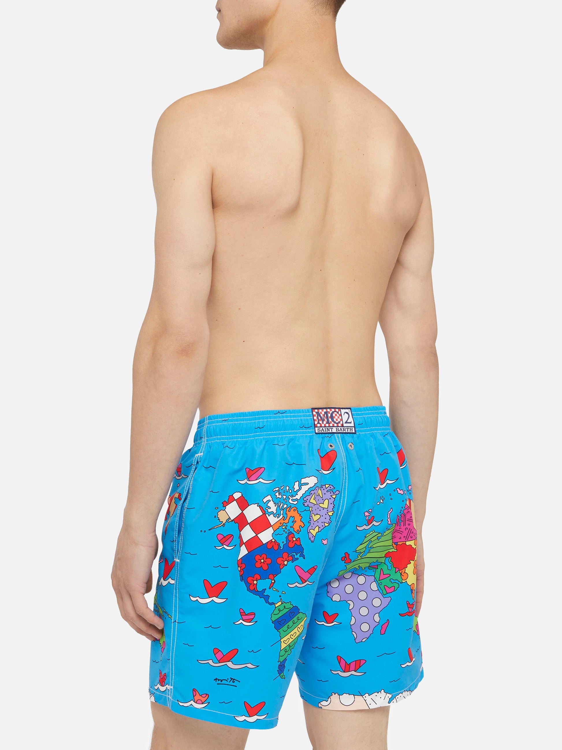 Mid-length Gustavia swim-shorts with Britto world placed print| BRITTO SPECIAL EDITION - MC2 Saint Barth