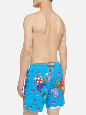 Mid-length Gustavia swim-shorts with Britto world placed print| BRITTO SPECIAL EDITION - MC2 Saint Barth