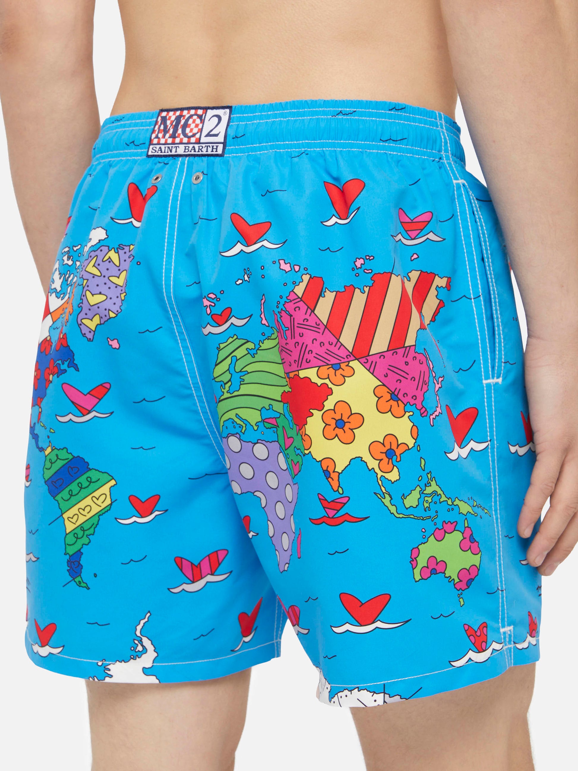 Mid-length Gustavia swim-shorts with Britto world placed print| BRITTO SPECIAL EDITION - MC2 Saint Barth