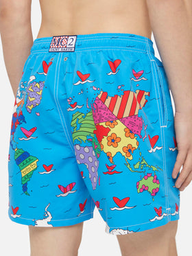 Mid-length Gustavia swim-shorts with Britto world placed print| BRITTO SPECIAL EDITION - MC2 Saint Barth