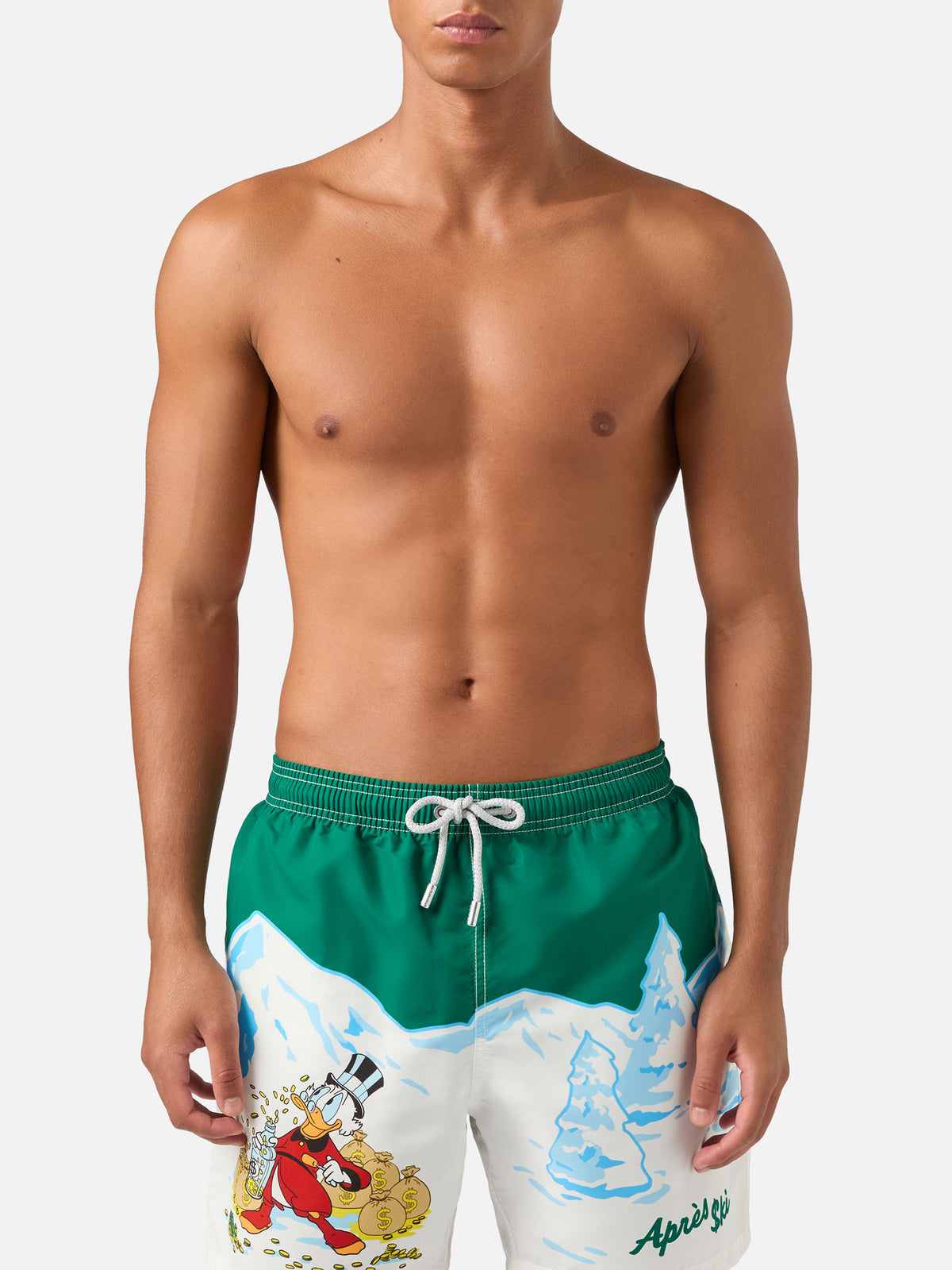 Green Gustavia swim shorts with Scrooge McDuck print | Special edition
