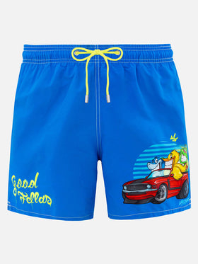 Mittellange Gustavia-Badeshorts für Herren mit platziertem Cryptopuppets-Aufdruck| CRYPTOPUPPET-SONDERAUSGABE