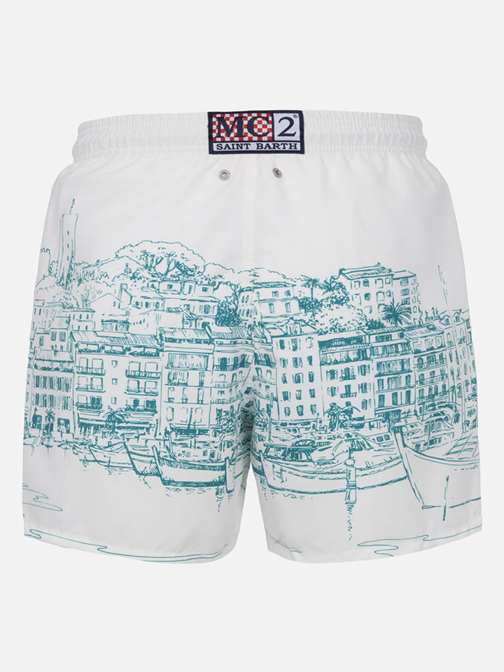 Costume da bagno da uomo Gustavia lunghezza media con stampa piazzata Cannes