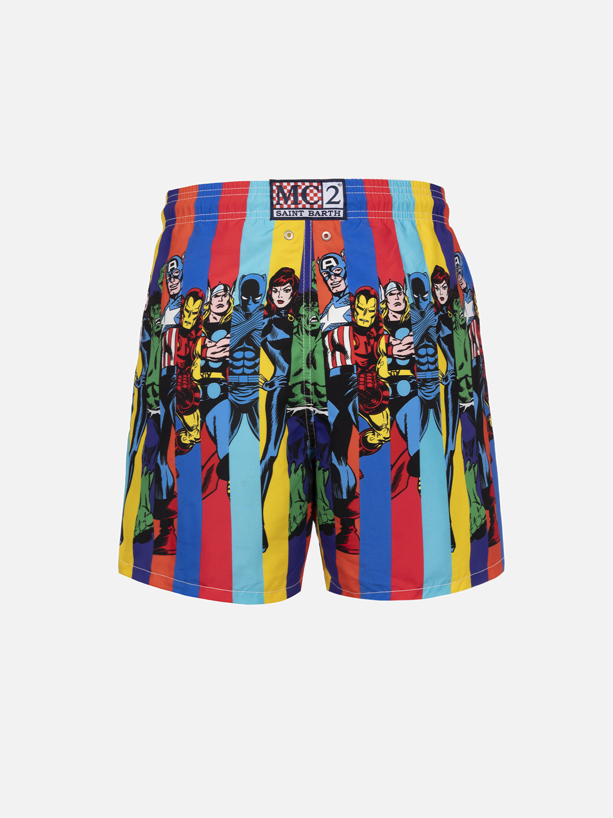 Man mid-length Gustavia swim-shorts with Marvel characters placed print| MARVEL SPECIAL EDITION - MC2 Saint Barth
