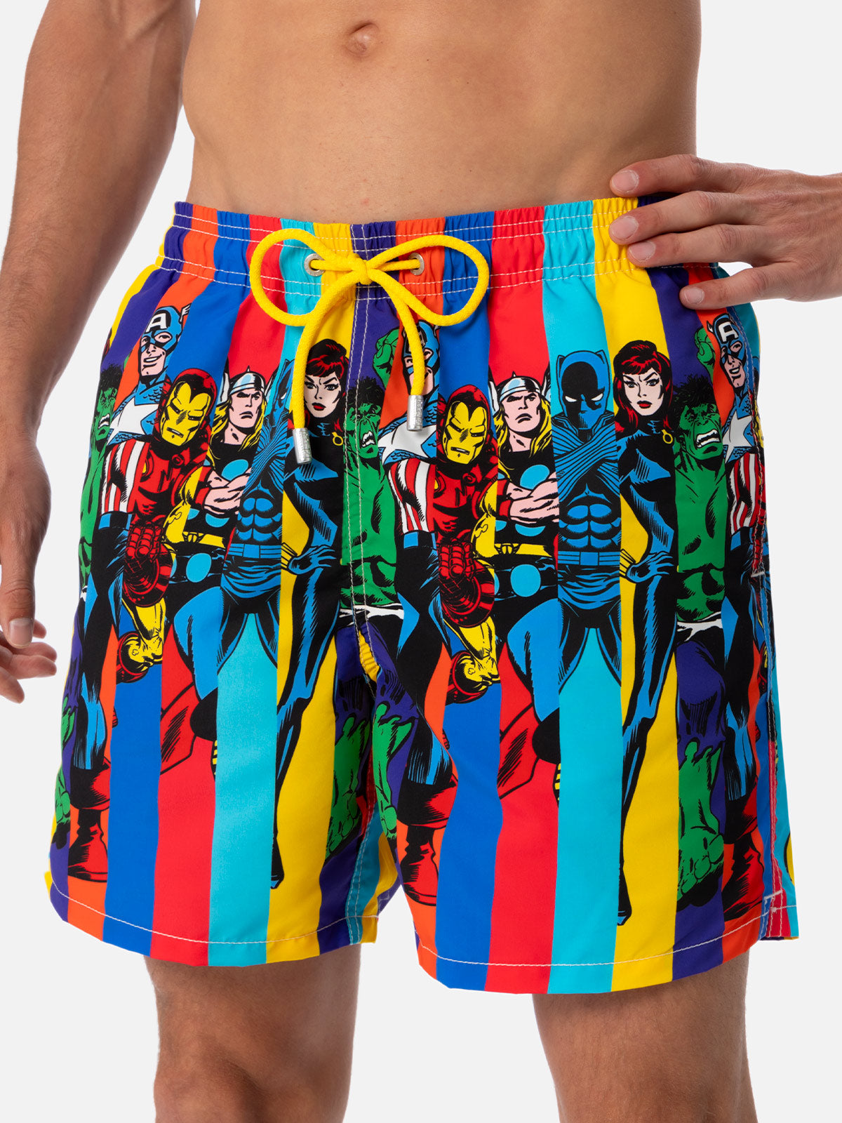Man mid-length Gustavia swim-shorts with Marvel characters placed print| MARVEL SPECIAL EDITION - MC2 Saint Barth
