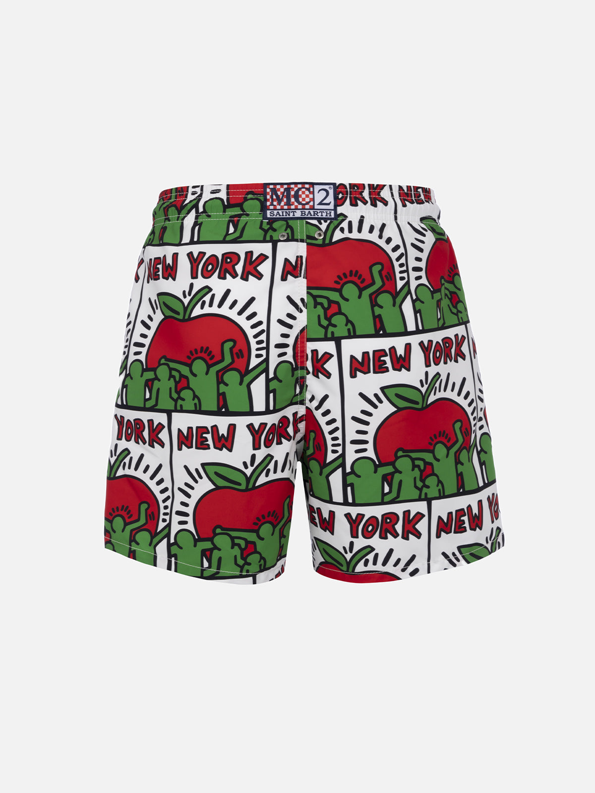 Man mid-length Gustavia swim-shorts with Keith Haring design placed print| KEITH HARING SPECIAL EDITION - MC2 Saint Barth