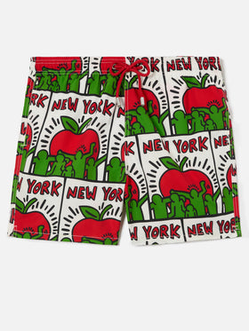 Gustavia white Keith Haring NY placed print swim shorts | Special Edition