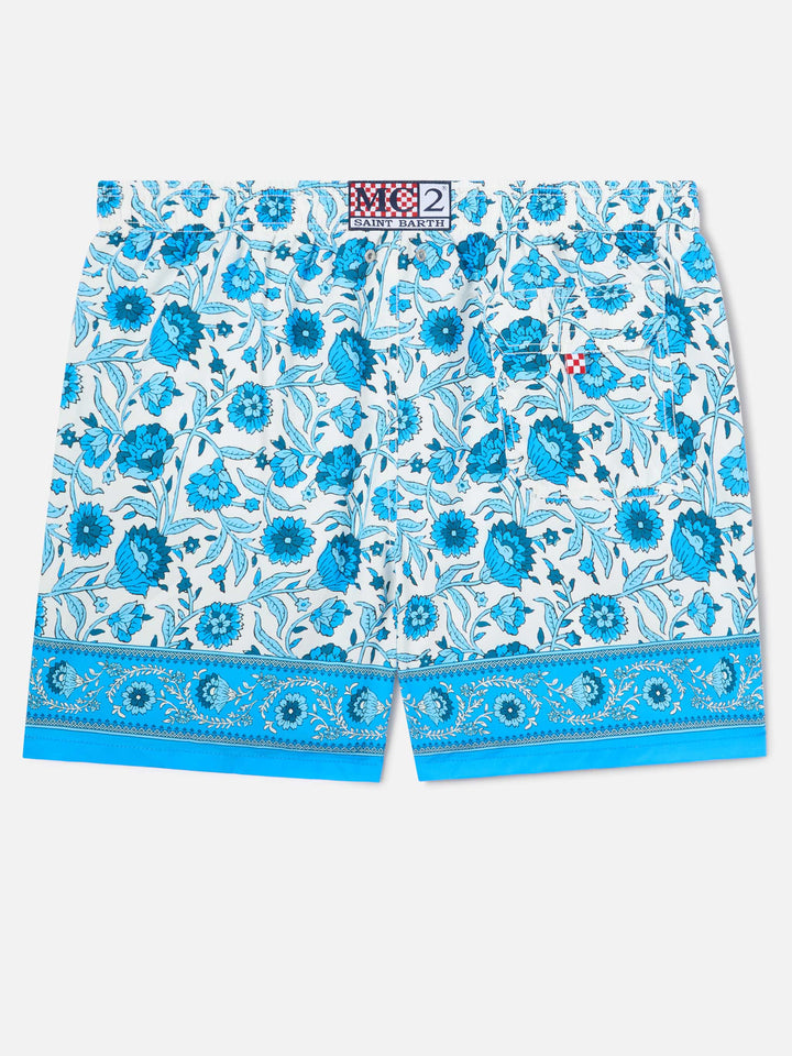 Bañador Gustavia con estampado floral batik azul 