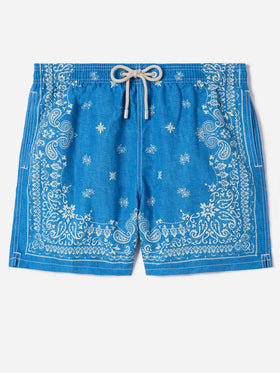 Costume mare Gustavia blu con stampa bandana