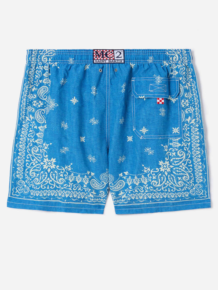 Costume mare Gustavia blu con stampa bandana