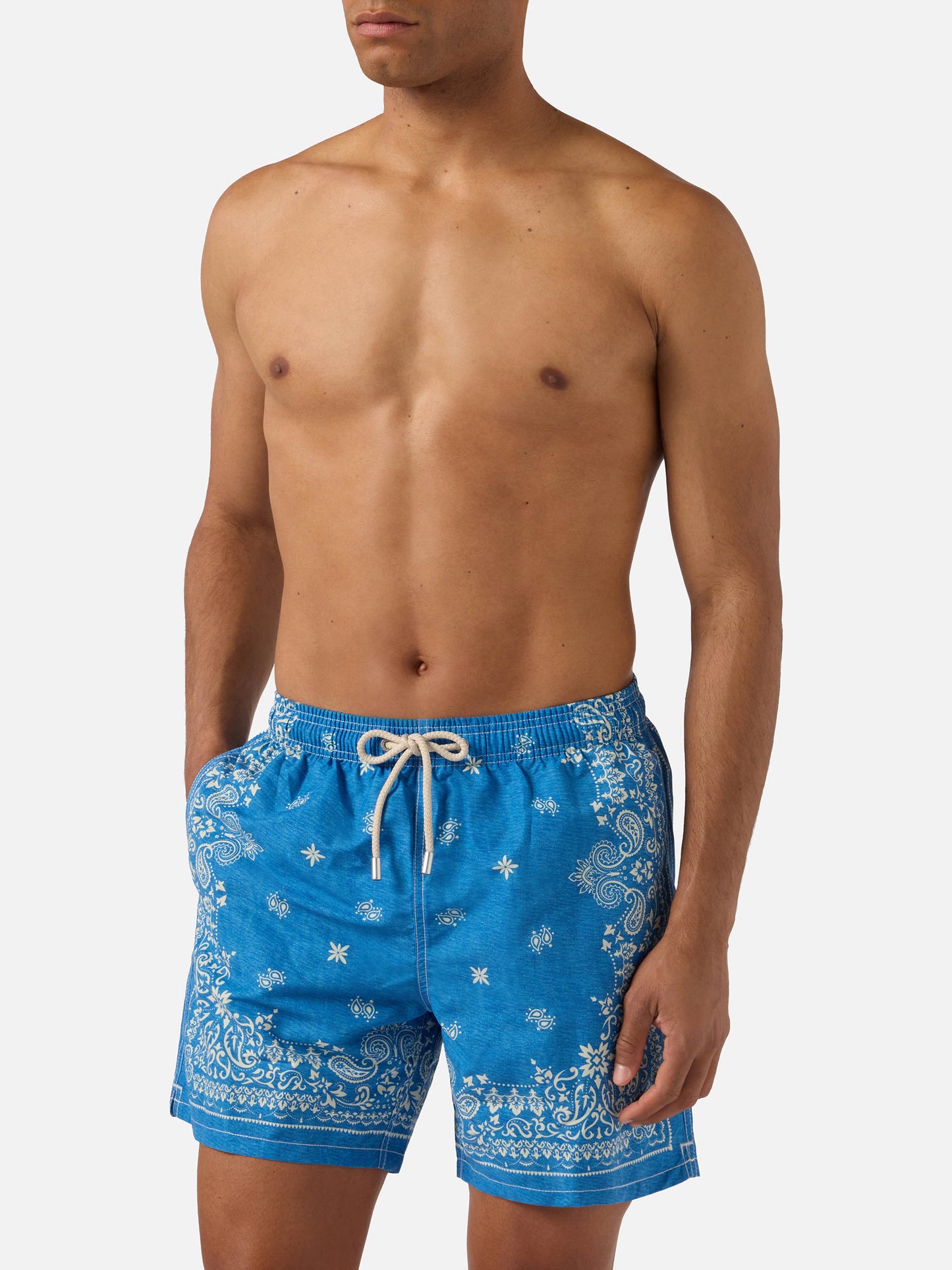 Costume mare Gustavia blu con stampa bandana