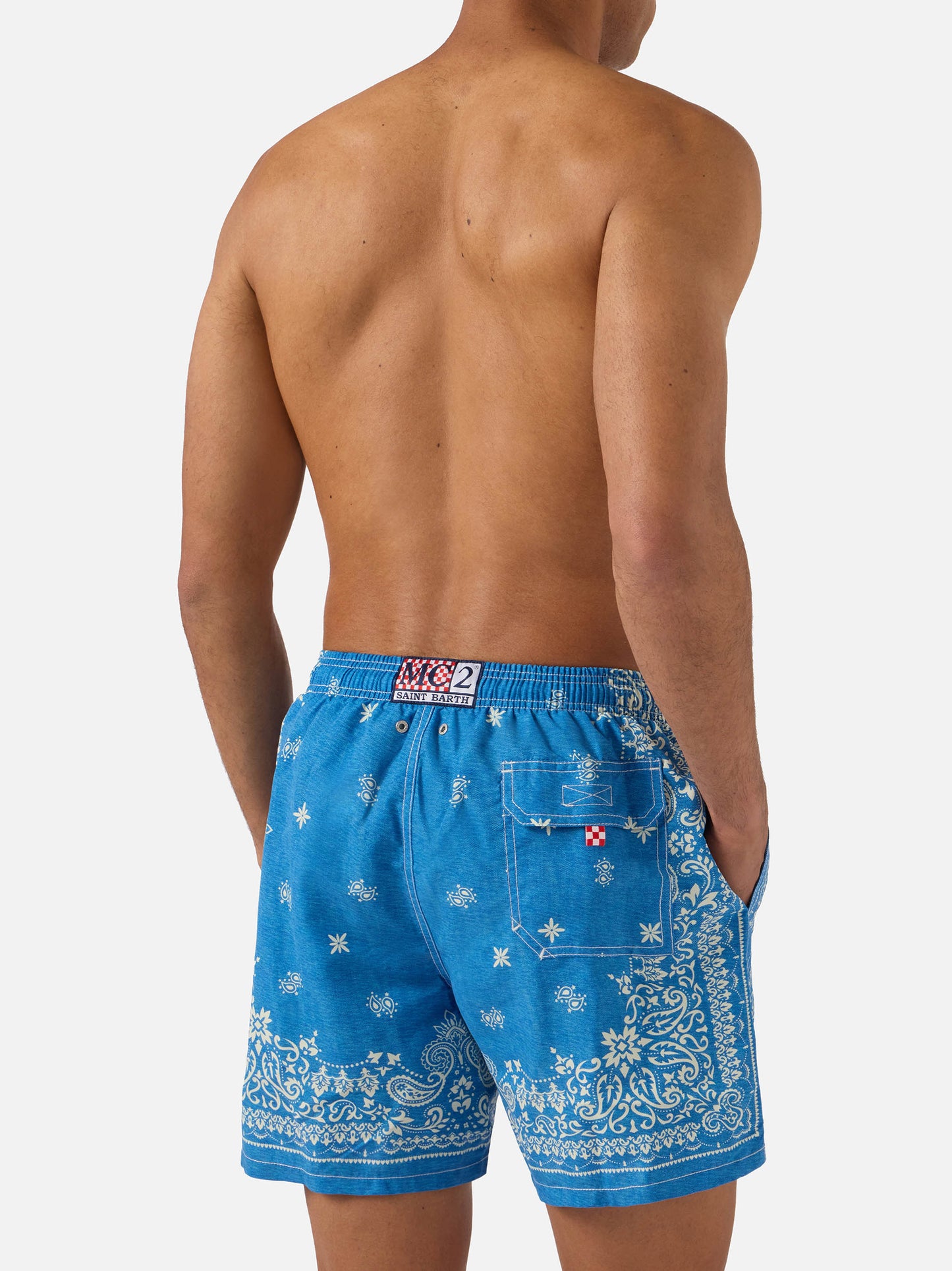 Costume mare Gustavia blu con stampa bandana