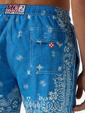 Costume mare Gustavia blu con stampa bandana