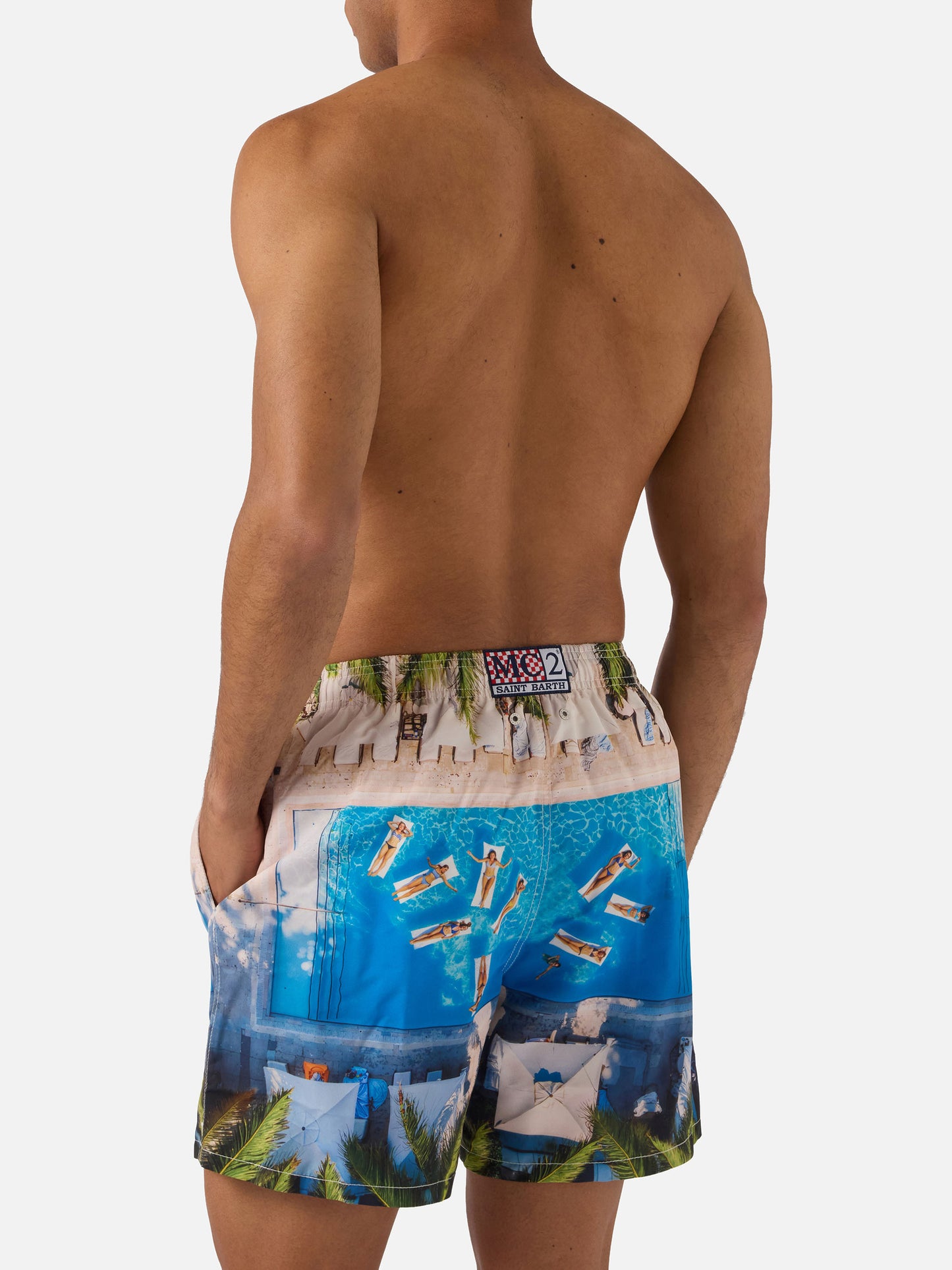 Gustavia swim shorts with tropical pool print | Special Edition