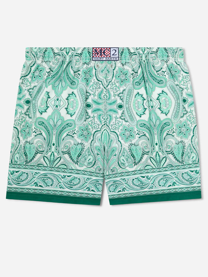 Bañador Gustavia con estampado paisley verde 